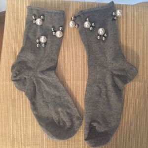 Christmas grey socks with bells, new, artisan made, adult size.